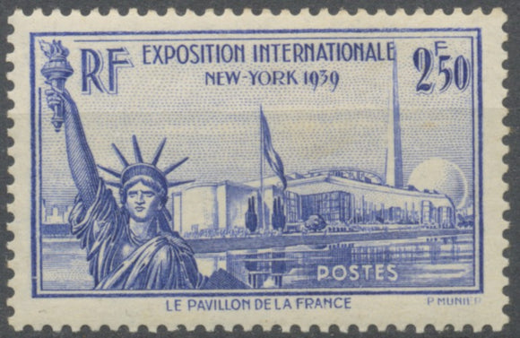 Exposition internationale de New York. Type de 1939. 2f.50 outremer (426) Neuf luxe ** Y458