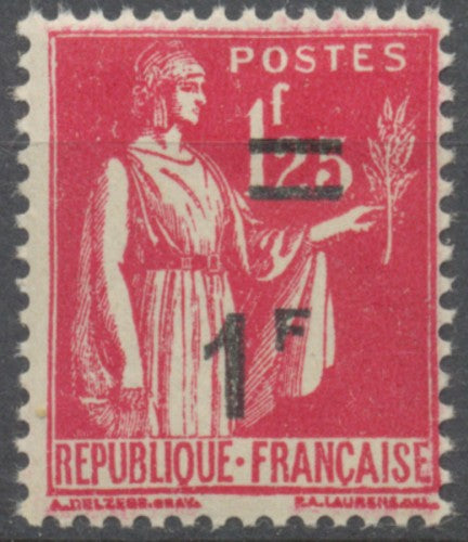 Timbres de 1932-38 avec nouvelle valeur Type Paix.  1f. Sur 1f. 25 rose (370) Neuf luxe ** Y483