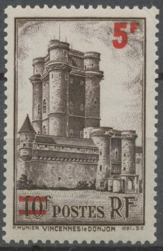 Timbres de 1932-38 avec nouvelle valeur.  5f. Sur 10f. Brun sur azuré (393) Neuf luxe ** Y491