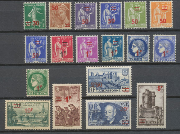 Série Timbres de 1932-38 avec nouvelle valeur en surcharge rouge. N°476 à 493 Neuf luxe ** Y493S