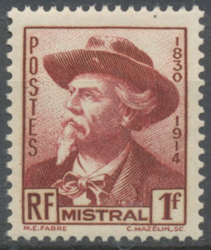 Frédéric Mistral (1830-1914), poète.  1f. Brun carminé Neuf luxe ** Y495