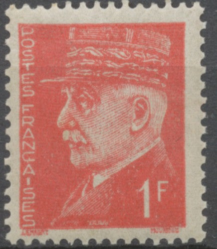 Effigies du Maréchal Pétain. 1f. Rouge (Type Hourriez) Neuf luxe ** Y514