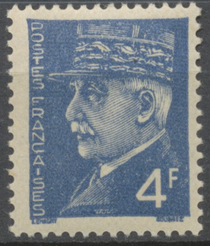 Effigies du Maréchal Pétain. 4f. Bleu (Type Hourriez) Neuf luxe ** Y521A