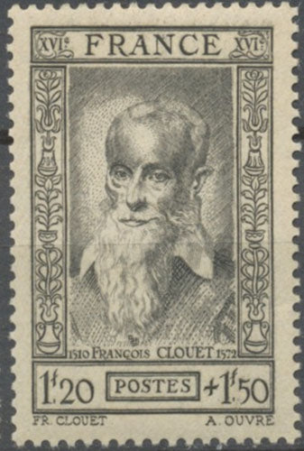 Célébrités du XVIe siècle. François Clouet (1520-1572), peintre. Autoportrait.  1f.20+1f.50 noir Neuf luxe ** Y588