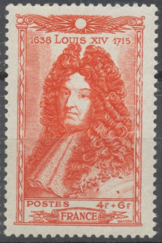 Célébrités du XVIle siècle. Louis XIV (1638-1715), par Rigaud.  4f.+6f. Vermillon Neuf luxe ** Y617
