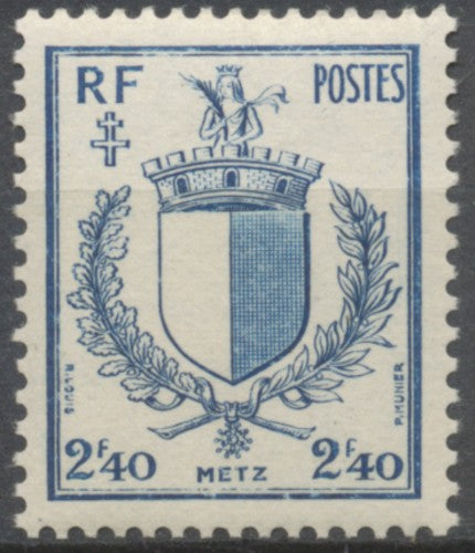Libération de Metz et de Strasbourg. Armoiries. Metz.  2f.40 bleu Neuf luxe ** Y734