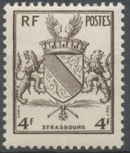 Libération de Metz et de Strasbourg. Armoiries. Strasbourg.  4f. Brun-noir Neuf luxe ** Y735