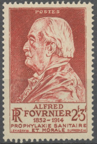 Propagande sanitaire. Alfred Fournier (1839-1914), médecin. 2f.+3f. Rouge-brun Neuf luxe ** Y748