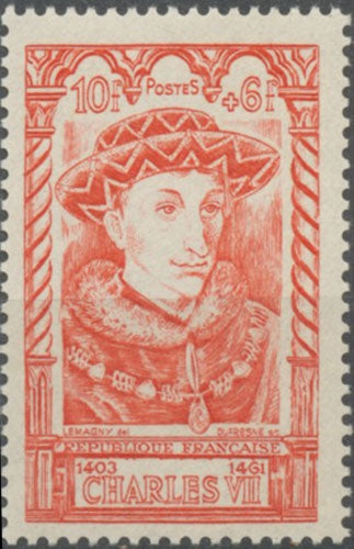 Célébrités du XVe siècle. Charles VII. 10f.+6f. Rouge Neuf luxe ** Y770
