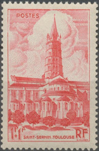 Cathédrales et Basiliques. Basilique romane Saint-Sernin, de Toulouse  1f.+1f. Rose Neuf luxe ** Y772