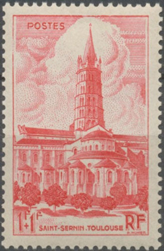 Cathédrales et Basiliques. Basilique romane Saint-Sernin, de Toulouse  1f.+1f. Rose Neuf luxe ** Y772