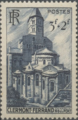 Cathédrales et Basiliques. Basilique Notre-Dame du Port, à Clermont-Ferrand 3f.+2f. Bleu-noir Neuf luxe ** Y773
