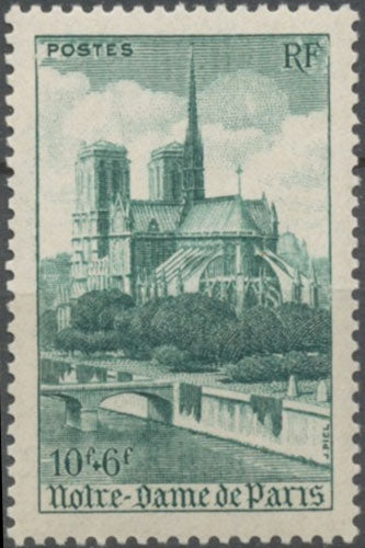 Cathédrales et Basiliques. Notre-Dame de Paris 10f.+6f. Vert Neuf luxe ** Y776