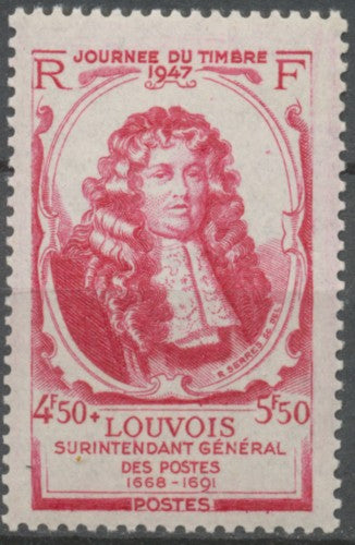 Journée du Timbre. Michel Le Tellier, marquis de Louvois.  4f.50+5f.50 rose carminé Neuf luxe ** Y779