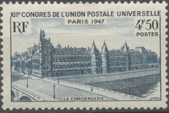 12e Congrès de l'Union Postale Universelle, à Paris. La Conciergerie.  4f.50 bleu-gris Neuf luxe ** Y781