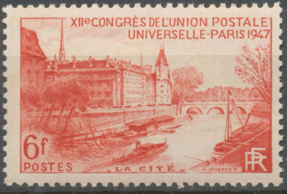 12e Congrès de l'Union Postale Universelle, à Paris. La Cité.  6f. Rouge Neuf luxe ** Y782