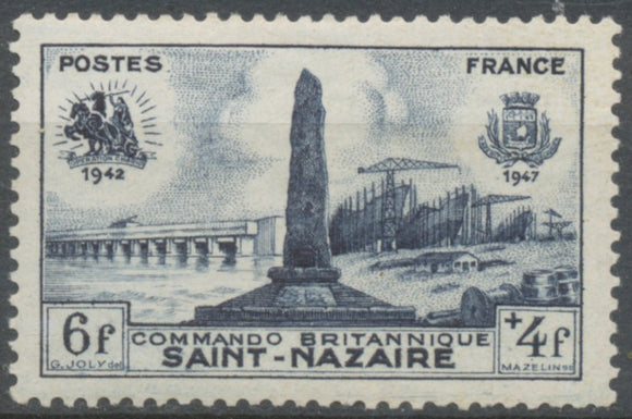 5e anniversaire débarquement britannique à Saint-Nazaire. Monument commémoratif.  6f. + 4f. Neuf luxe ** Y786