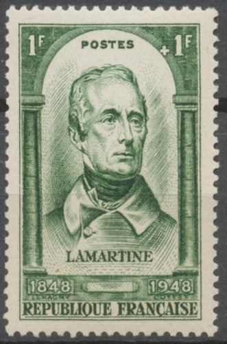 Centenaire de la Révolution de 1848. Alphonse Marie-Louis Prat de Lamartine (1790-1869) 1f + 1f. Vert Neuf luxe ** Y795