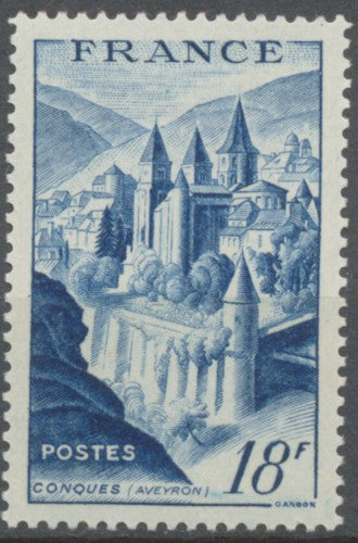 Abbaye de Conques. Type de 1947 (no 792). 18f. Bleu (792) Neuf luxe ** Y805