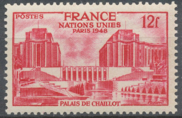 Assemblée générale des Nations Unies, à Paris. Palais de Chaillot.  12f. Rouge carminé Neuf luxe ** Y818