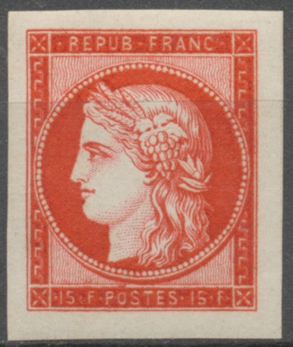 Centenaire du Timbre. Type de 1849-50 (Cérès) 15f. Rouge Neuf luxe ** Y830