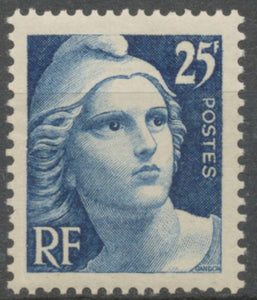 Centenaire du Timbre. Type de 1945 (Marianne de Gandon) 25f. Bleu Neuf luxe ** Y833