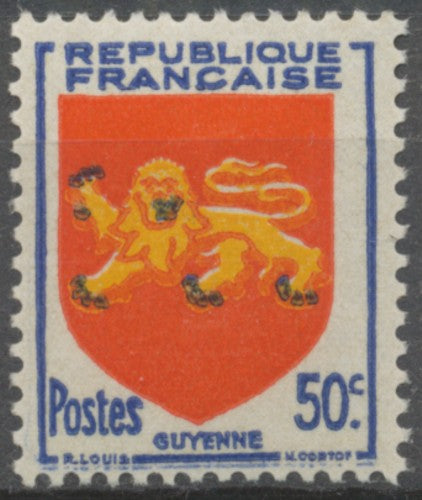 Armoiries de provinces (IV) Guyenne. 50c. Outremer, rouge, jaune et noir Neuf luxe ** Y835