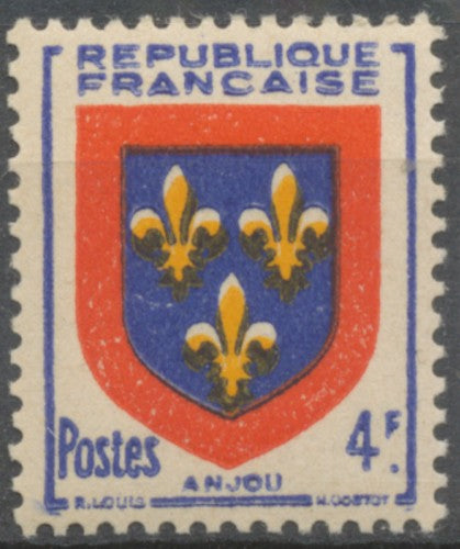 Armoiries de provinces (IV) Anjou. 4f. Outremer, rouge et jaune Neuf luxe ** Y838