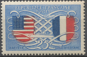 Amitié franco-américaine. Ecussons des Etats-Unis et de la France. 25f. Bleu et rouge Neuf luxe ** Y840