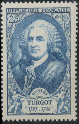 Célébrités du XVIIIe siècle (I) Anne Robert Jacques Turgot, baron de l'Aulne. 25f. + 10f. Bleu Neuf luxe ** Y858