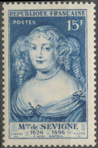 Madame de Sévigné, par Nanteuil. 15f. Bleu clair. Neuf luxe ** Y874