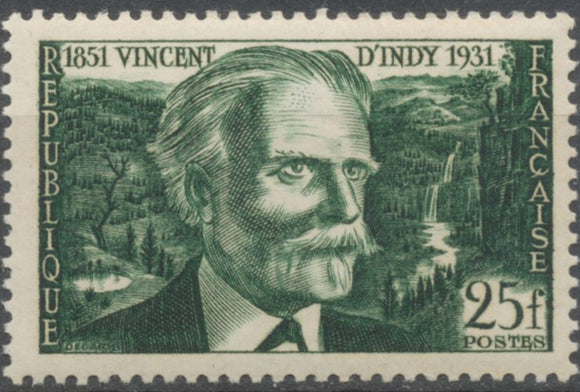 Centenaire de la naissance du compositeur Vincent d'Indy (1851-1931) 25f. Vert foncé. Neuf luxe ** Y890