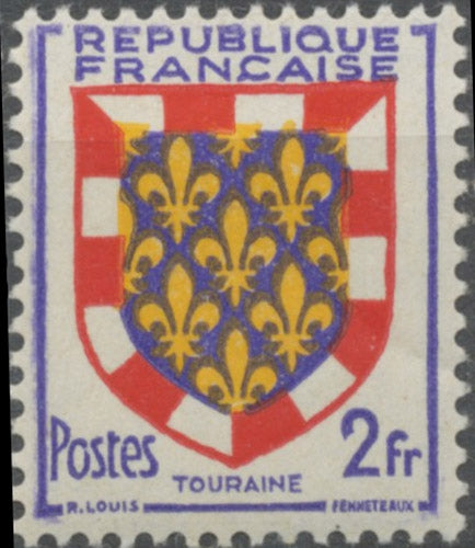 Armoiries de provinces (V) Touraine. 2f. Outremer, carmin, noir et jaune. Neuf luxe ** Y902