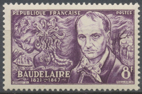 Poètes symbolistes. Charles Baudelaire (1821-1867) et évocation des Fleurs du Mal. 8f. Violet. Neuf luxe ** Y908