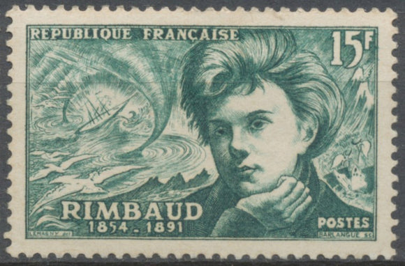 Poètes symbolistes. Arthur Rimbaud et évocation du Bateau ivre, par Fantin-Latour. 15f. Vert foncé. Neuf luxe ** Y910