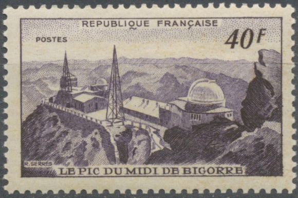 Monuments et sites. Pic du Midi de Bigorre et observatoire. 40f. Violet foncé. Neuf luxe ** Y916