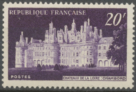 Château de Chambord et premier spectacle Son et Lumière 20f. Violet foncé. Neuf luxe ** Y924