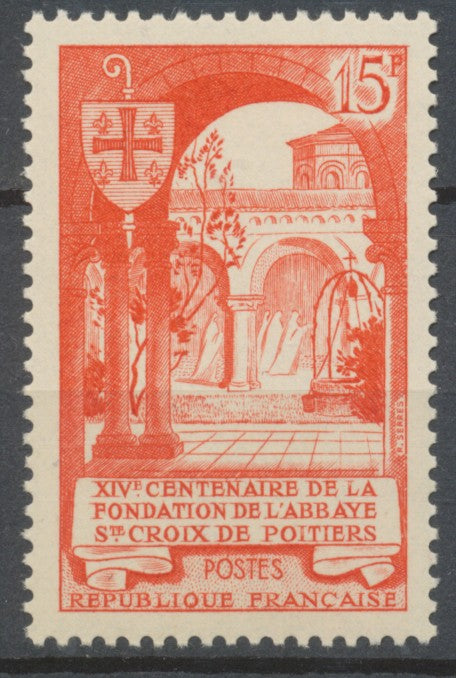 14e centenaire de l'abbaye Sainte-Croix de Poitiers. 15f. Vermillon. Neuf luxe ** Y926