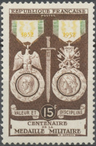 Centenaire de la Médaille militaire. 15f. Marron, vert et jaune. Neuf luxe ** Y927