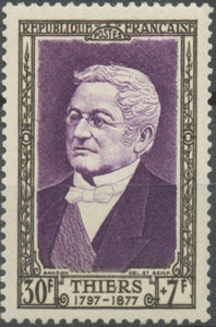 Célébrité du XIXe siècle (II). Cadres sépia. Adolphe Thiers, homme d'Etat  30f. + 7f. Violet. Neuf luxe ** Y935