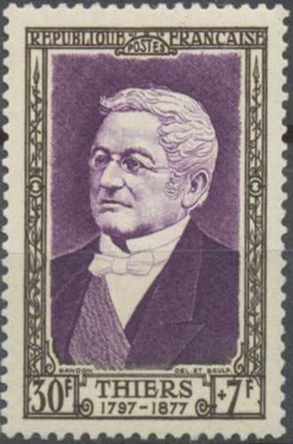 Célébrité du XIXe siècle (II). Cadres sépia. Adolphe Thiers, homme d'Etat  30f. + 7f. Violet. Neuf luxe ** Y935
