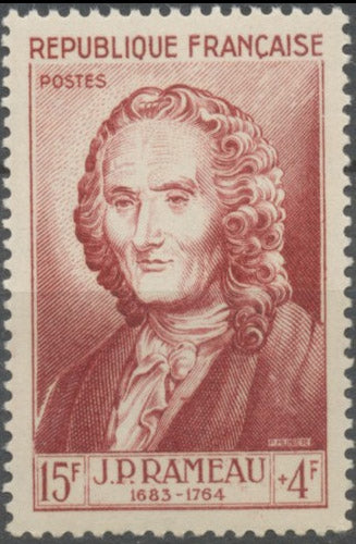 Célébrités du XIIe au XXe siècles. Jean-Philippe Rameau, compositeur  15f. + 4f. Brun carminé. Neuf luxe ** Y947