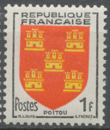 Armoiries de provinces (VI) Poitou. 1f. Noir, rouge et jaune. Neuf luxe ** Y952