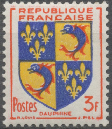 Armoiries de provinces (VI) Dauphiné. 3f. Rouge, outremer et jaune. Neuf luxe ** Y954