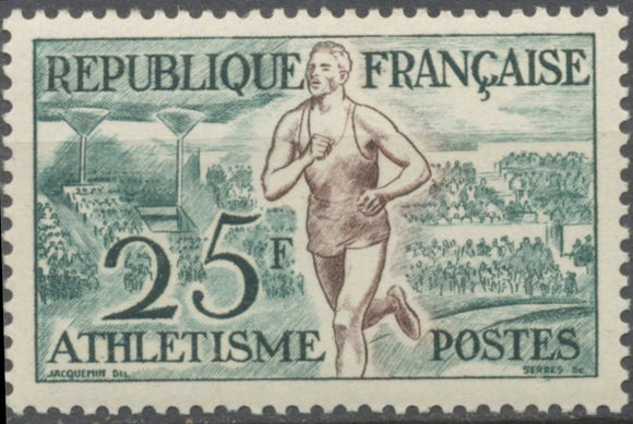 Jeux olympiques d'Helsinki (1952) Athlétisme 25f. Vert foncé et bistre. Neuf luxe ** Y961