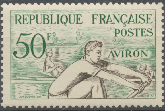 Jeux olympiques d'Helsinki (1952) Aviron 50f. Émeraude et bistre. Neuf luxe ** Y964