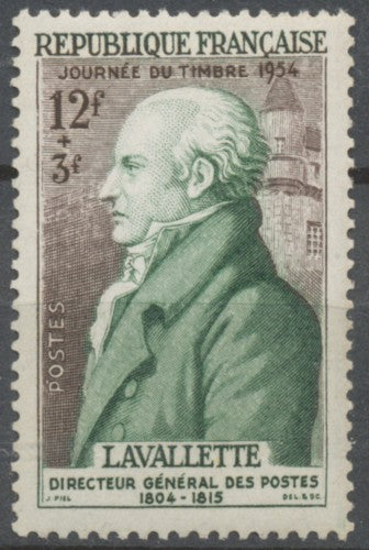 Journée du timbre. Comte de La Valette. 12f. + 3f. Vert et sépia. Neuf luxe ** Y969