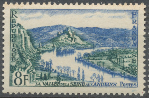 Série touristique. La vallée de la Seine aux Andelys et le château Gaillard 8f. Bleu et olive. Neuf luxe ** Y977