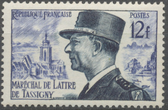Maréchal de Lattre de Tassigny. Type de 1952 (no 920) 12f. Bleu-violet et bleu-noir. Neuf luxe ** Y982