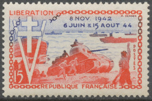 10e anniversaire de la Libération. 15f. Rouge et bleu. Neuf luxe ** Y983